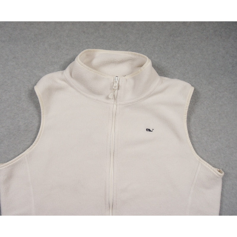 Vineyard Vines Jacket Womens Medium White Vest Fleece Full Zip Outdoors Ladies - Picture 2 of 13